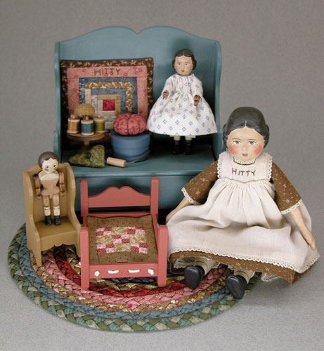 GW Hitty Dolls Sitting with furniture and rug